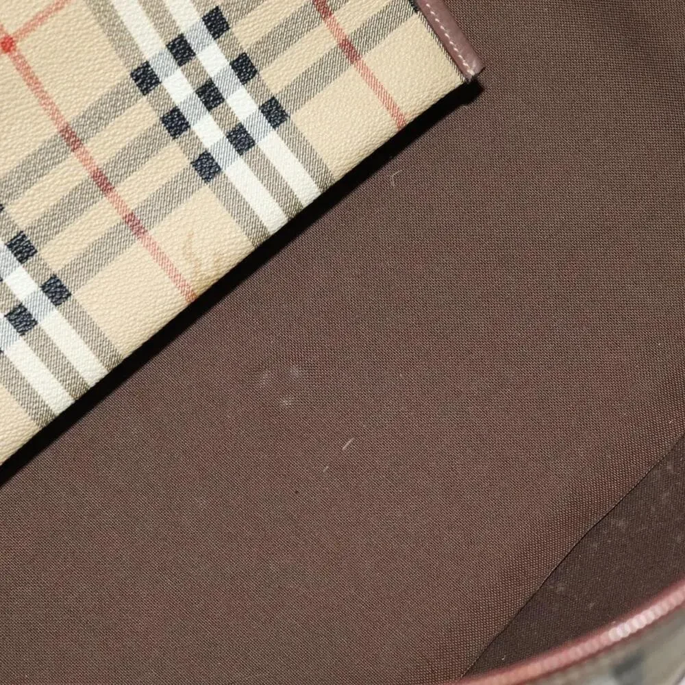 Burberry Nova Check Boston Bag Pvc Leather Beige